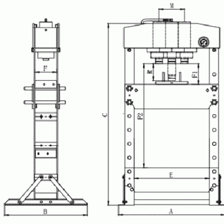 Hidraulikus-pneumatikus műhelyprés 75t CP86750 - Image 2