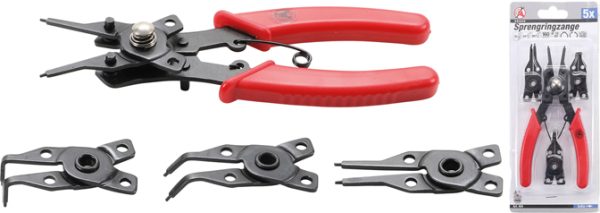 Seegerfogó készlet cserélhető fejekkel 160 mm 5 darabos